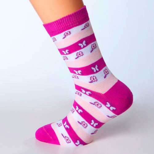 Socken Schmetterling rosa Größe 23, 24, 25, 26