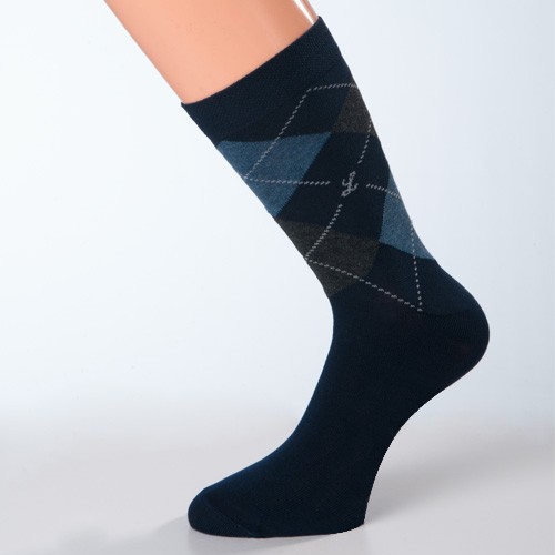 Socken dunkelblau Muster grau Größe 39, 40, 41