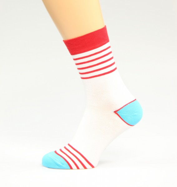 weiss rot gestreifte Business-Socken Größe 36, 37, 38