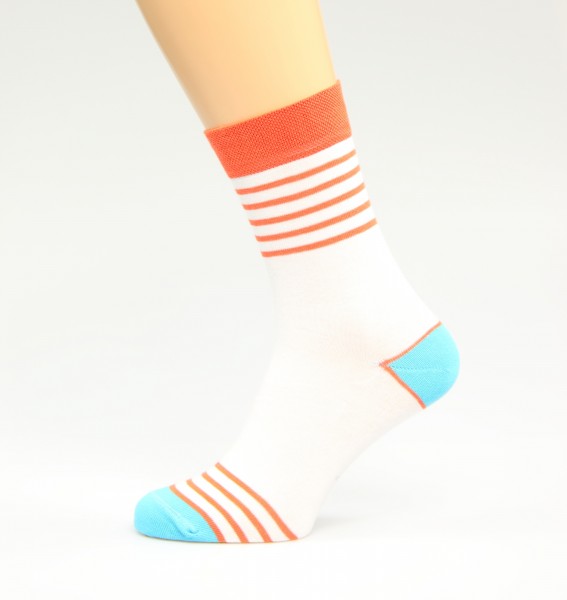 weiss orange gestreifte Business-Socken Größe 48, 49, 50